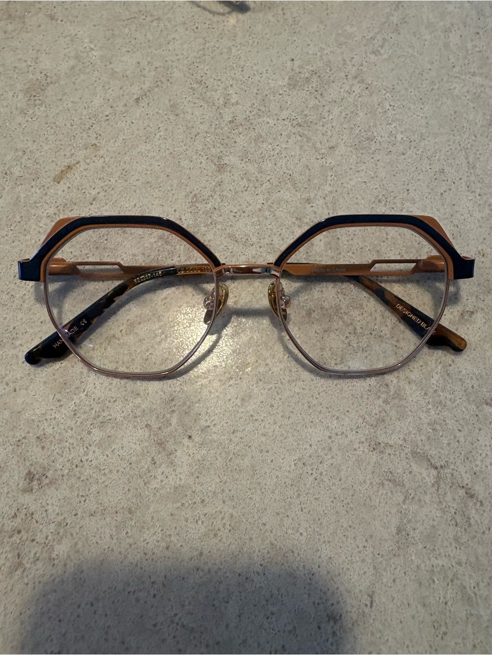 Modern Two-Tone Geometric Women’s Eyeglasses in Brown and Black